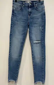 Distressed Frayed Ankle Skinny Jeans Size 4