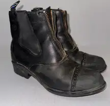 Ariat Devon Pro Zip Paddock Boots Womens 7.5B Black Leather Front Zip Equestrian