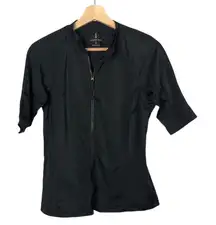 Lands' End Black Full Zip Cycling Athletic Short Sleeve Top S 6-8