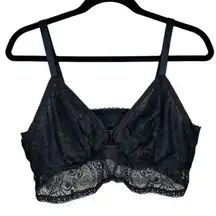 Aerie american eagle black triangle lace trim strappy gothic bralette size XL