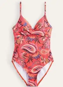 BODEN Capri 38D Cup-size Swimsuit in Coral Paradise Paisley