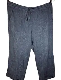 J.Jill Womens Linen Pull On Light Weight Pant Blue Pockets‎ Career Wear Size XL