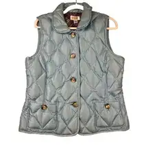 Talbots  Jacket Coat Vest Womens Blue Duck Down Puffer Button Size Large READ