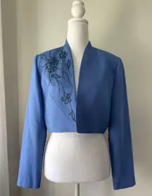 Vintage ‘00s Marsoni Periwinkle Beaded Bolero Evening Jacket