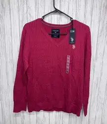 Womens Size XXL US Polo V Neck Sweater Pink NWT