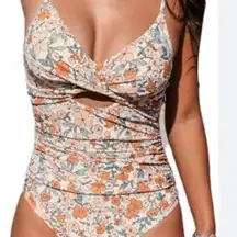 Cupshe Woman’s Large Twisted Cut Out Ruched Tummy Control Adjustable Straps