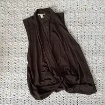 Kenneth Cole Linen Open Front Sleeveless Cardigan Brown (Small) slinky classic