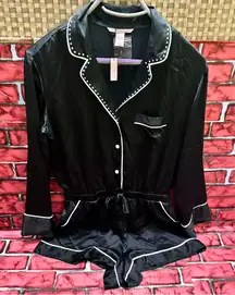 Victorias Secret Elegant Black Romper Satin size S