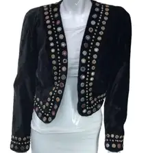 Double D Ranch Bolero Jacket Black Velour/Velvet Studded Vintage (oversized)