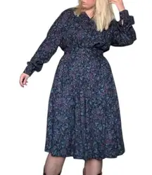 Vintage Pendleton Skirt Suit Set Button Down Floral Jewel Tone Blue Womens 10