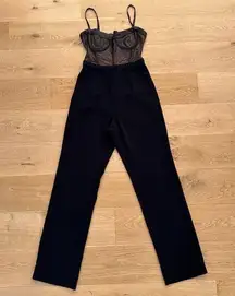 House of CB London - Samirah Mesh & Satin Jumpsuit in Black & Nude