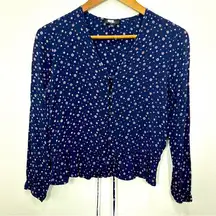 Rails XS Button Front Blouse Navy Blue‎ Celestial Casual Night Out