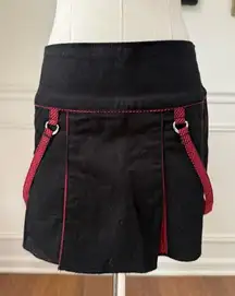 Vintage Tripp NYC Pleated Black Red Mini Skirt XS RARE