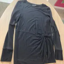 Athleta Nirvana Twist Front Sweatshirt XXS Solid Black Long Sleeve Modal Spandex