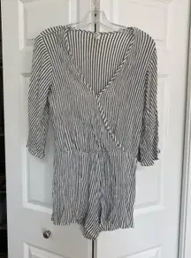 Grey And White Stripe Romper