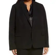 Vince Crepe One Button Blazer Jacket Flap Pockets Black Size 20