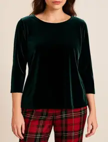 R&M Richards Women's Size 12 Vintage Pine Green Velour Tunic 90s Festive Holiday