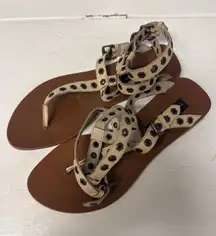 Steven Madden Aviva Gladiator Sandals Ankle Strap Thong Brown Sz 8.5