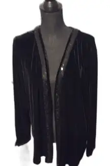 Quacker Factory XL Velour jacket Sequin Womens Long Sleeve Holiday Party Beaded