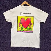 Keith Haring Running Heart Contemporary Pop Art T-Shirt M
