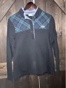 LL‎ Bean Womens Black Mock Neck Long Sleeve 1/4 Button Pullover Sweater medium