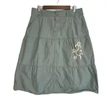 Duck head  Women's Green Embroidered‎ Size 14 Skirt 100% Cotton Lined W/ Pockets