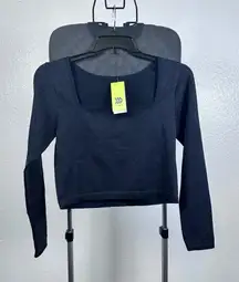 All in Motion Blue Crop Fitted Long Sleeve Top