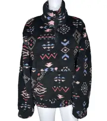 Love Tree Shirt Womens Large Black Multi Aztec Southwestern‎ Fleece Sweatshirt