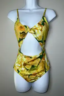 Out From Under Printed‎ Cut-Out One-Piece Swimsuit Urban Outfitters Lemon Size M