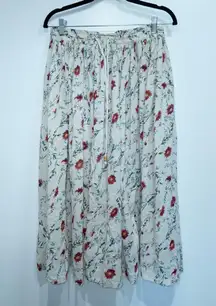 Vintage Hunt Club Cream Floral Swing Midi Skirt Size Medium Petite