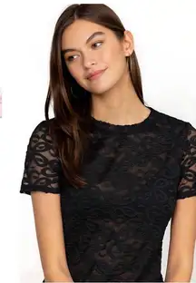 New. JOHNNY WAS black lace top. Runs big. XXS. Retails $150