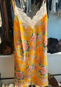 We Are HAH Floral Lace-Trimmed Yellow Slip Dress