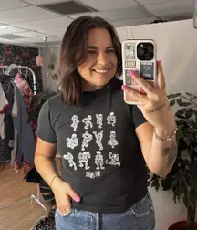 Brandy melville Skeleton Santa Monica Crew Neck Short Sleeve T-Shirt Black