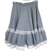 Vtg Pioneer Rockabilly Country Circle Skirt Tiered Rodeo Honky Tonk Prairie XS