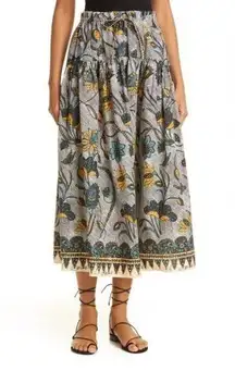 Ulla Johnson Ianna Botanical Print Cotton Skirt In Portofino