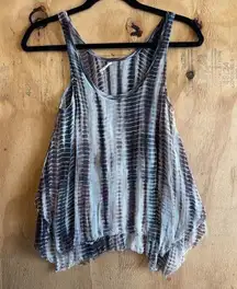 Love Sam 100% Silk Tie Dye Ruffle Layered Tank Top Sz XS