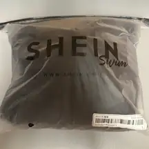 SHEIN Black Strappy Swimsuit with Sheer Cover-Up 3Piece set New