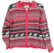 Tiara International Vintage Christmas Sweater Cardigan Fair Aisle Full Zip