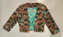 Multi color Womans jacket w/ gathered sleeves Darling London sz 4