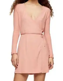 Dress wrap long sleeve Color light coral Size  US 6 NWT