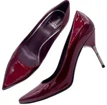 Stuart Weitzman  Dark Cherry Red Patent Leather Pointed Toe Stiletto Pump Heel