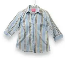 Charles Tyrwhitt Tailored‎ Multicolor Stripe 100% Cotton Dress Shirt Women Large