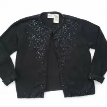 Vintage Women’s Kathie Lee Beaded Black Holiday Sweater Snowflake size Medium