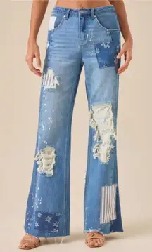 Altar'd State Eloise Keri Patchwork Flare Jeans