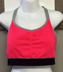 Athleta Bright Coral & Navy Padded Pullover Adjustable Razorback Sports Bra- XL