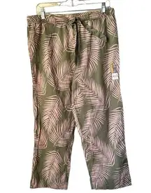 Pajama pants leaf palm pattern‎ medium drawstring NEW lounge pjs