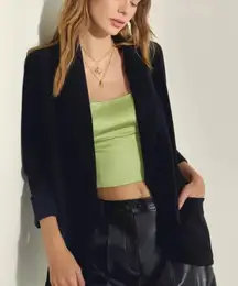 Aritzia Wilfred Chevalier Crepe Jacket Lightweight Open Front Blazer Black 2