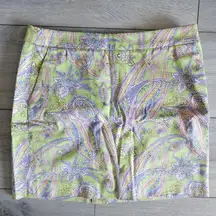 Ralph Lauren Gold Green Pink Purple Paisley Skort Skirt with Shorts