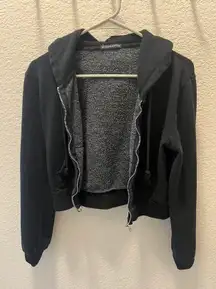 Brandy Melville Gray Full Zip Cropped Jacket