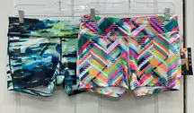 NWT 2 Pair Colorful Patterned Athletic Compression Shorts‎ women's medium